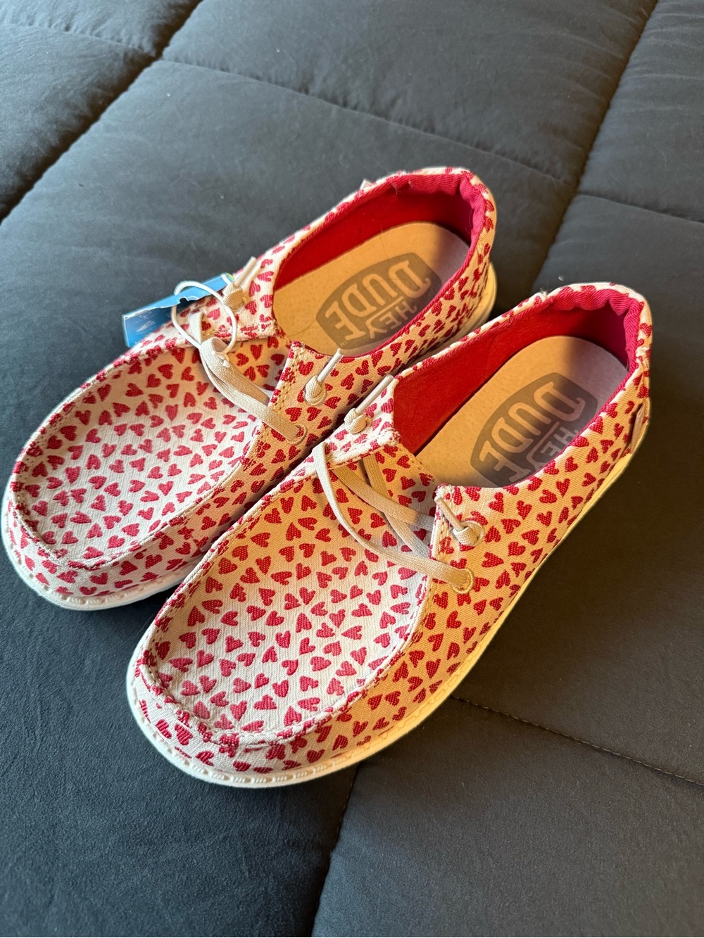 Hey dude Little Kid Heart Print Canvas Shoes - Red
